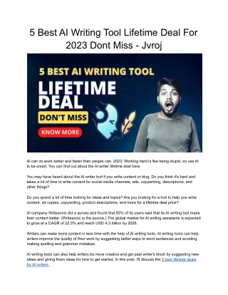 5 Best AI Writing Tool Lifetime Deal For 2023 Dont Miss - Jvroj