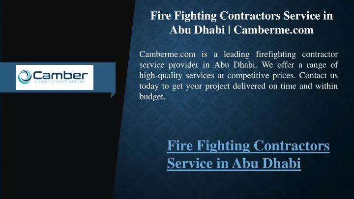 fire fighting contractors service in abu dhabi
