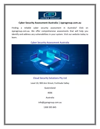 Cyber Security Assessment Australia | Jypragroup.com.au