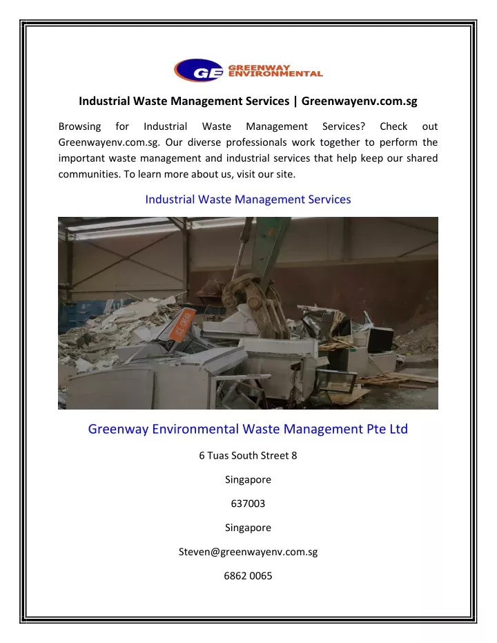industrial waste management services greenwayenv