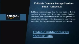 Foldable Outdoor Storage Shed for Patio Amazon.ca