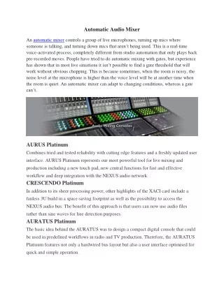 Automatic Audio Mixer