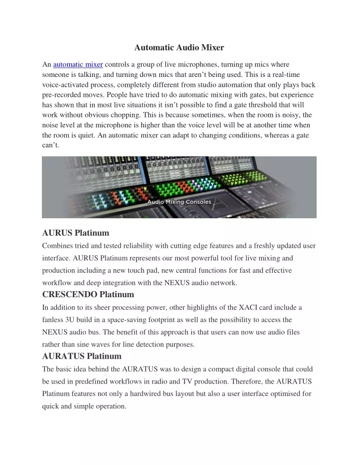 automatic audio mixer