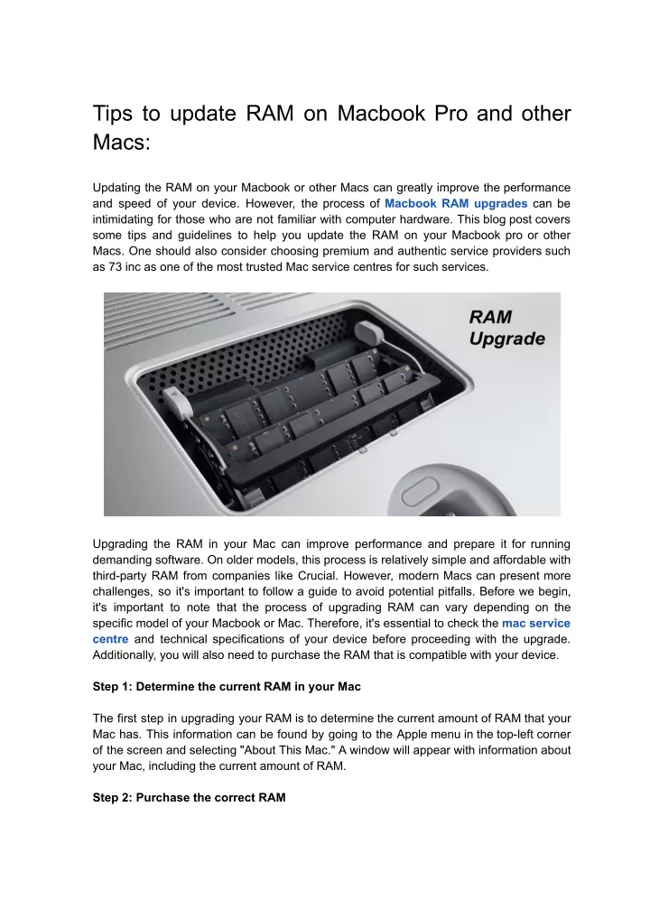 tips to update ram on macbook pro and other macs