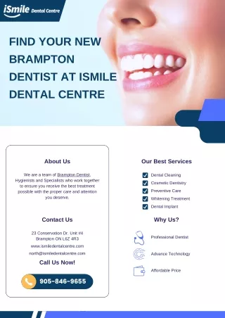 Find Your New Brampton Dentist at iSmile Dental Centre