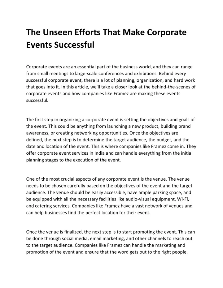 the unseen efforts that make corporate events