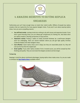 4 Amazing Benefits to Buying Replica Sneakers