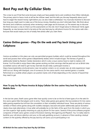 best pay out by cellular slots