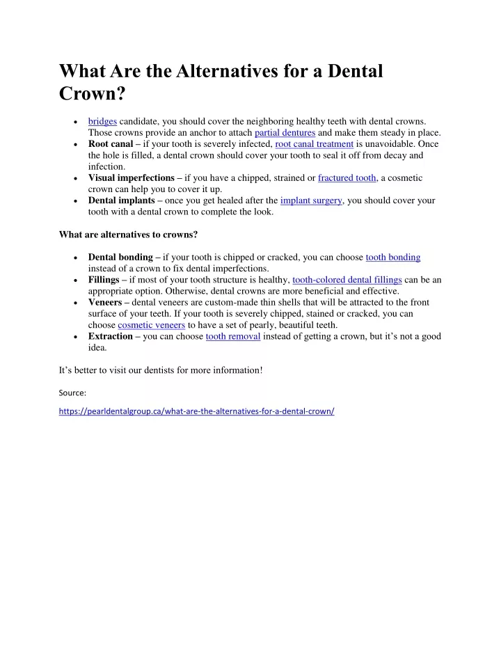 what are the alternatives for a dental crown