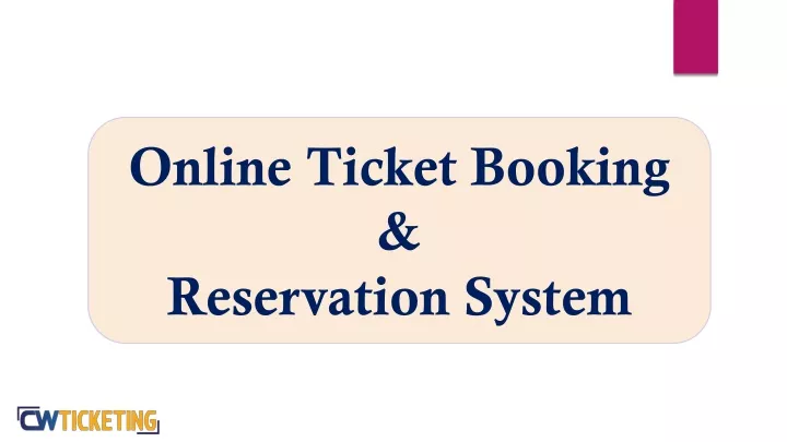 online ticket booking reservation system