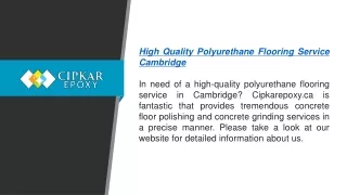High Quality Polyurethane Flooring Service Cambridge  Cipkarepoxy.ca