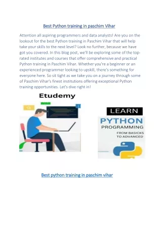 Best Python training in paschim Vihar