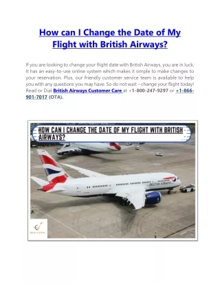 How can I Change the Date of My Flight with British Airways