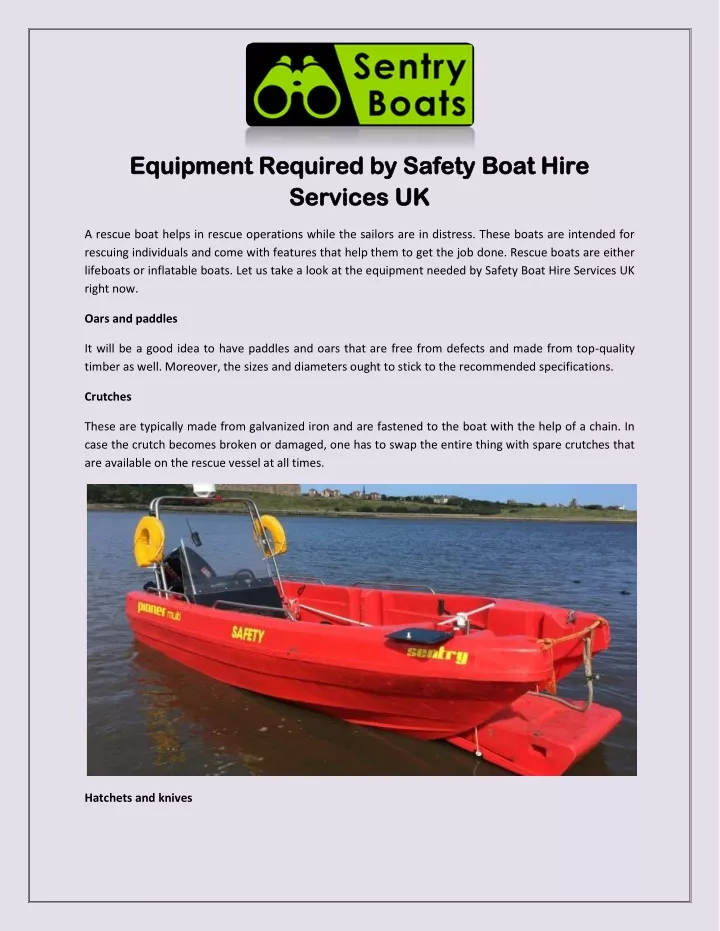 equipment required by safety boat hire equipment
