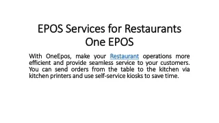 EPOS Services for Restaurants - One EPOS