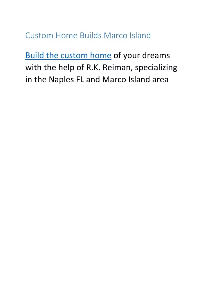 custom home builds marco island