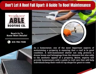 Maintain Your Roof With Experts