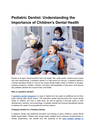 Pediatric Dentist_ Understanding the Importance of Children’s Dental Health