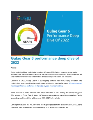 Gulaq Gear 6 performance deep dive of 2022