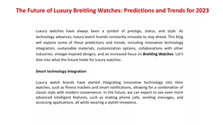 the future of luxury breitling watches