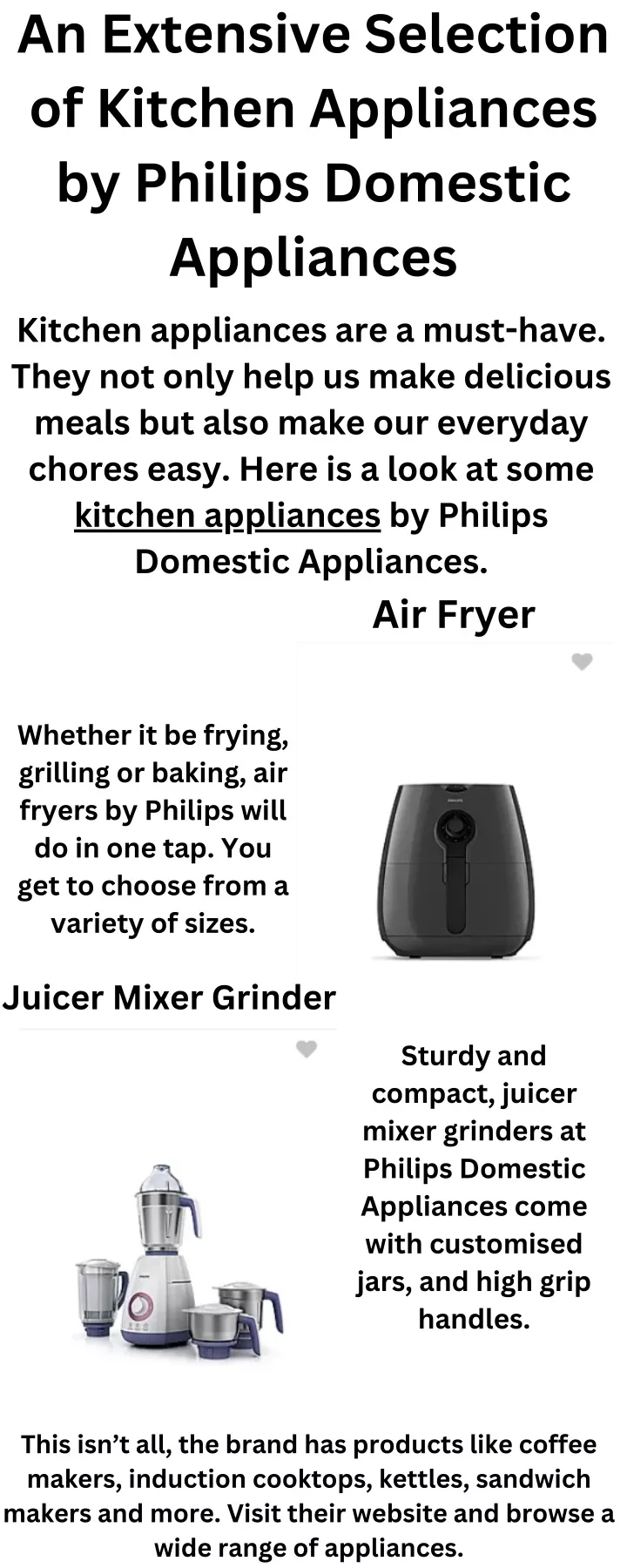 an extensive selection of kitchen appliances