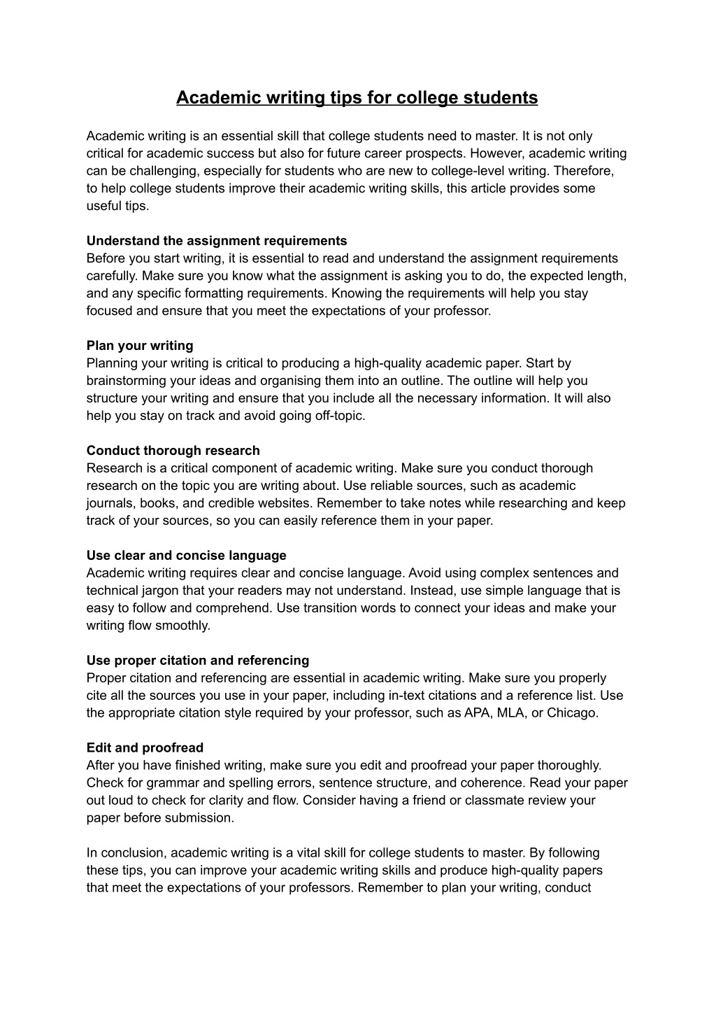 PPT - Academic writing tips for college students PowerPoint ...