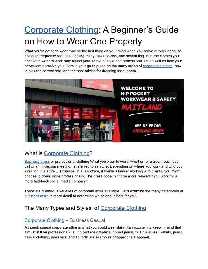 corporate clothing a beginner s guide