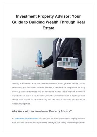 investment property advisor your guide