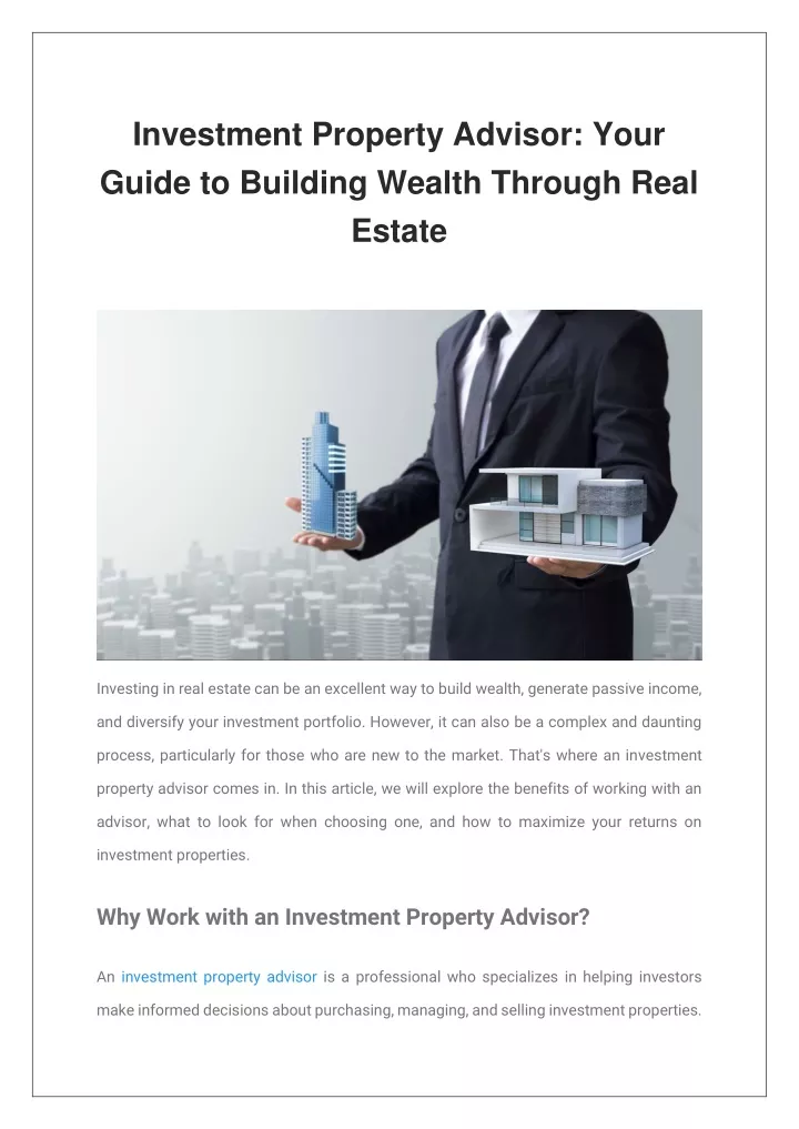 investment property advisor your guide