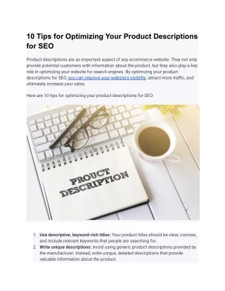 10 tips for optimizing your product descriptions
