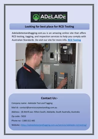 Looking for best place for RCD Testing