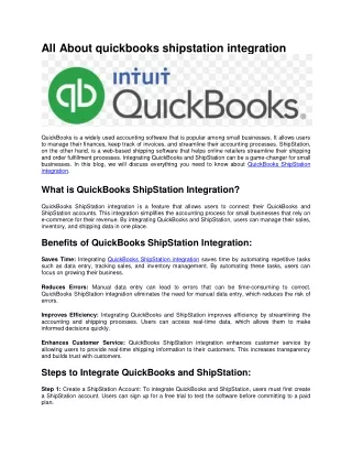 How to do quickbooks shipstation integration?