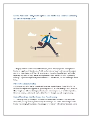 morne patterson why running your side hustle