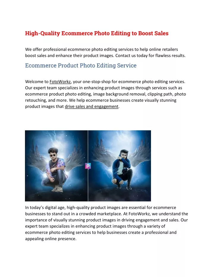 high quality ecommerce photo editing to boost