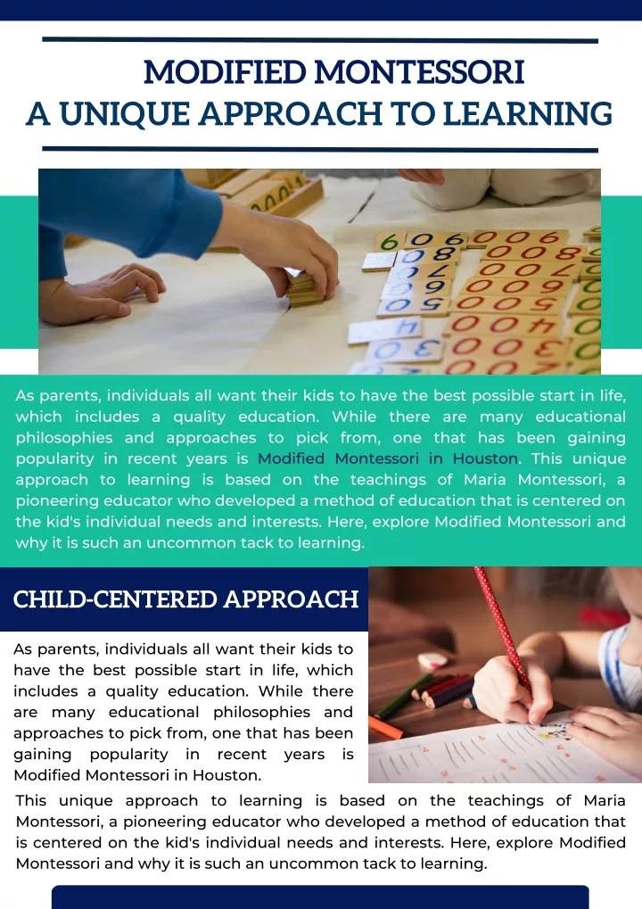 modified montessori a unique approach to learning