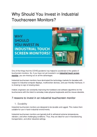 why should you invest in industrial touchscreen