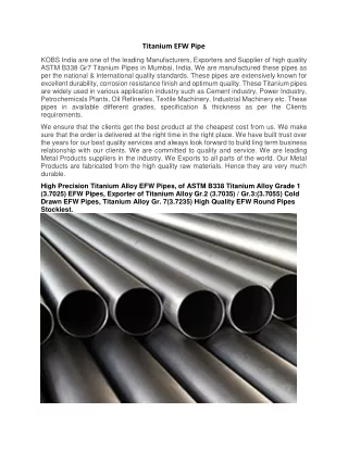 Titanium Efw Pipe Manufacturers