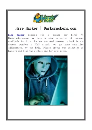 Hire Hacker | Darkcrackers.com