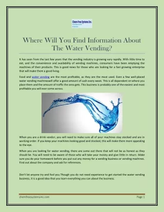 Where Will You Find Information About The Water Vending?