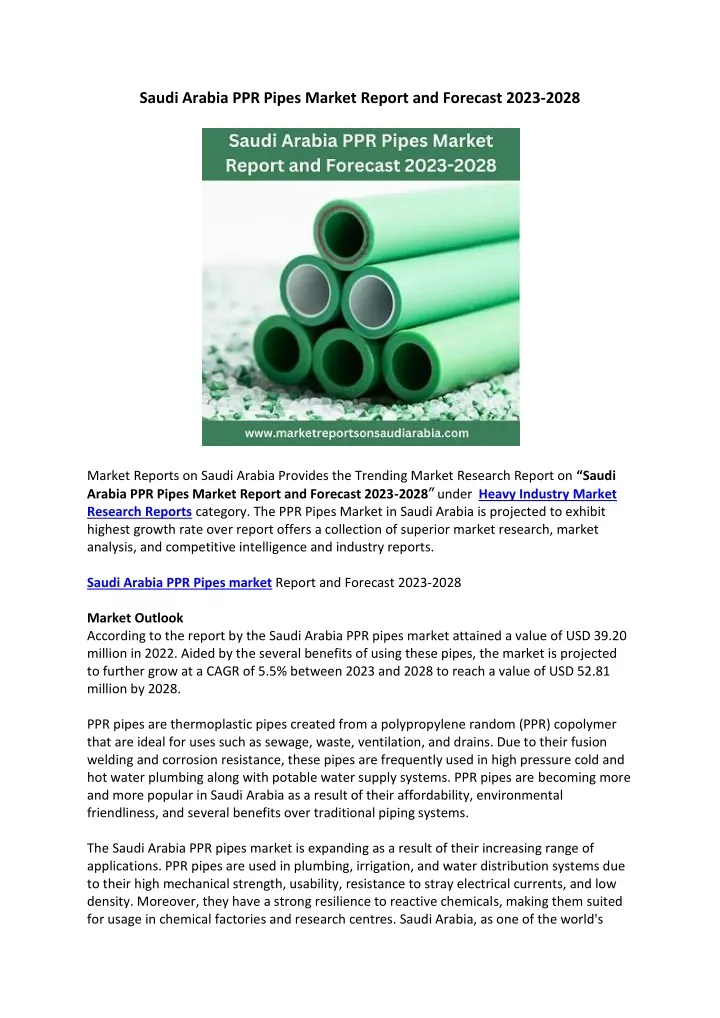 saudi arabia ppr pipes market report and forecast