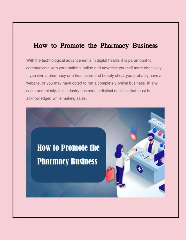 how to promote the pharmacy business