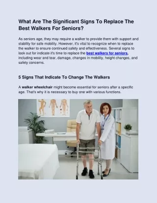 What Are The Significant Signs To Replace The Best Walkers For Seniors?