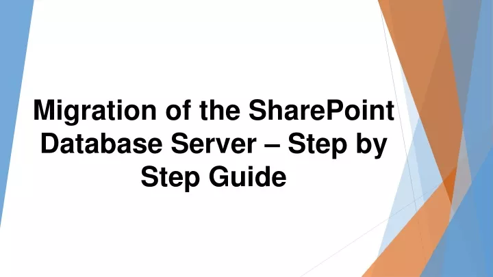 migration of the sharepoint database server step