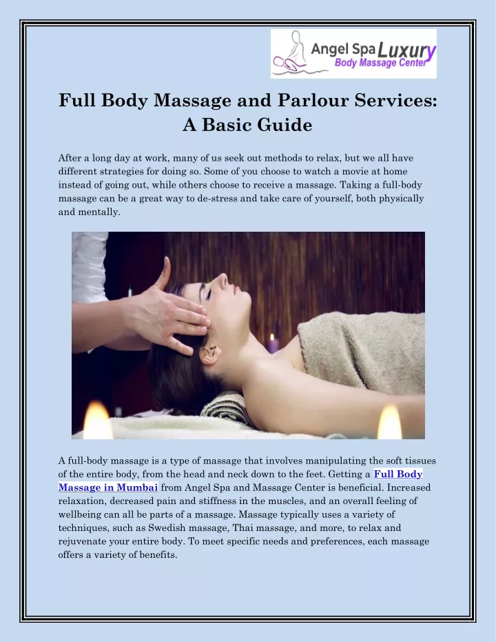 full body massage and parlour services a basic