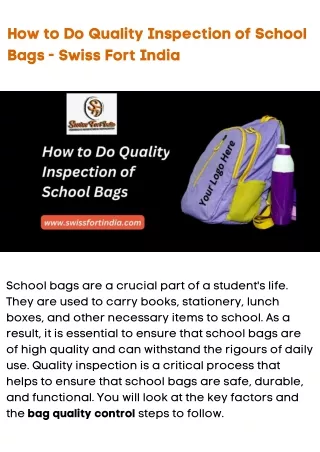 How to Do Quality Inspection of School Bags