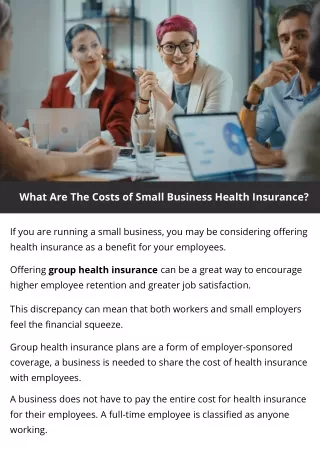 What Are The Costs of Small Business Health Insurance