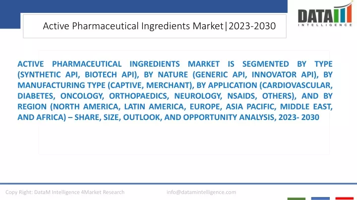active pharmaceutical ingredients market 2023 2030
