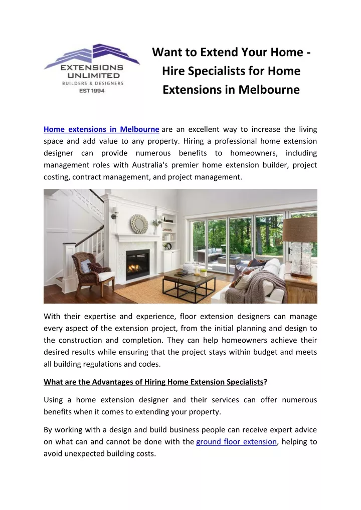 want to extend your home hire specialists