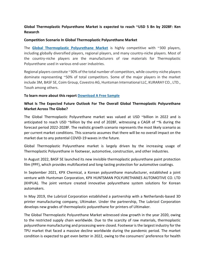 global thermoplastic polyurethane market