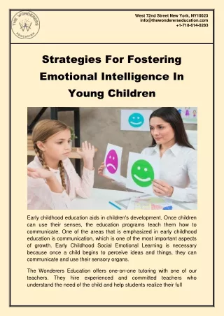 Strategies For Fostering Emotional Intelligence In Young Children